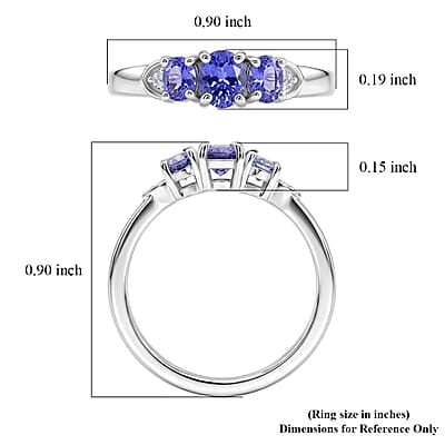EverTrue Tanzanite and Moissanite 0.85 ctw Ring in Platinum Bond (Size 6.0)