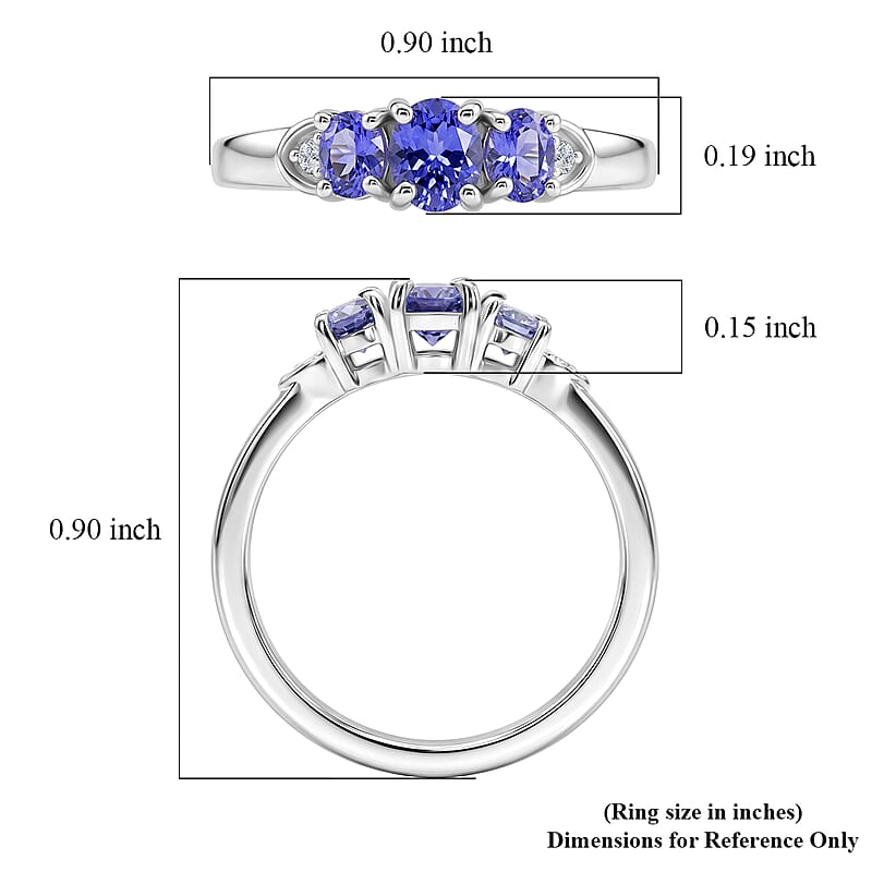 EverTrue Tanzanite and Moissanite 0.85 ctw Ring in Platinum Bond (Size 7.0)
