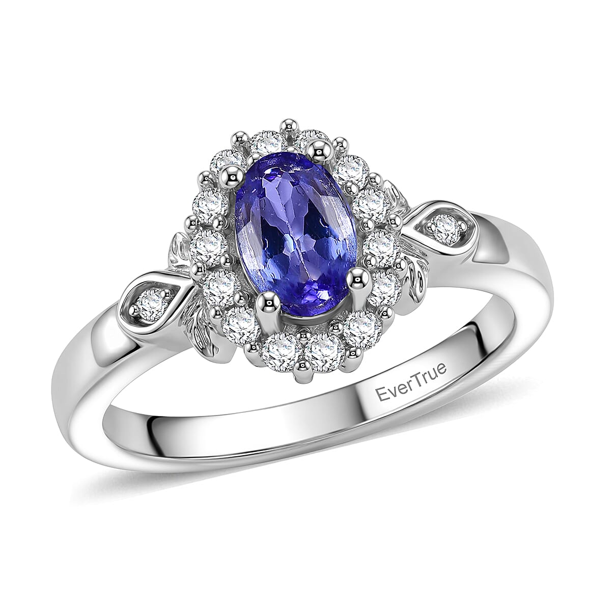 EverTrue Tanzanite and White Zircon 0.85 ctw Ring in Platinum Bond (Size 7.0)