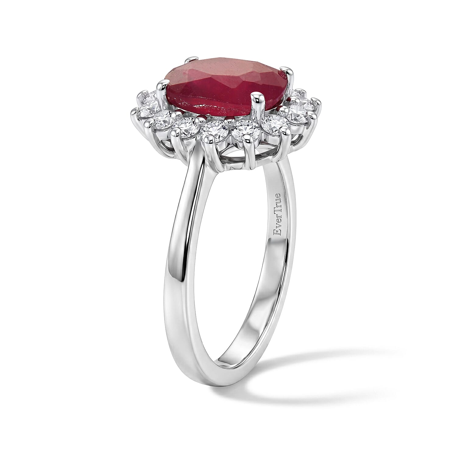EverTrue Niassa Ruby (FF) and White Zircon 3.40 ctw Ring in Platinum Bond (Size 6.0)