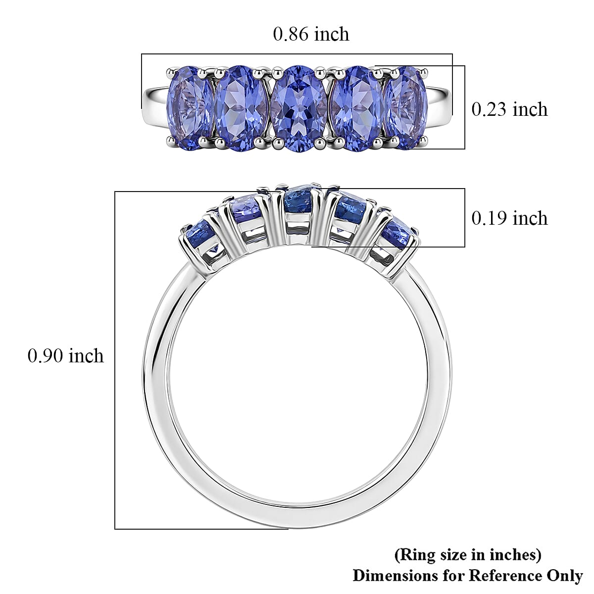 EverTrue Tanzanite 1.30 ctw Ring in Platinum Bond (Size 6.0)