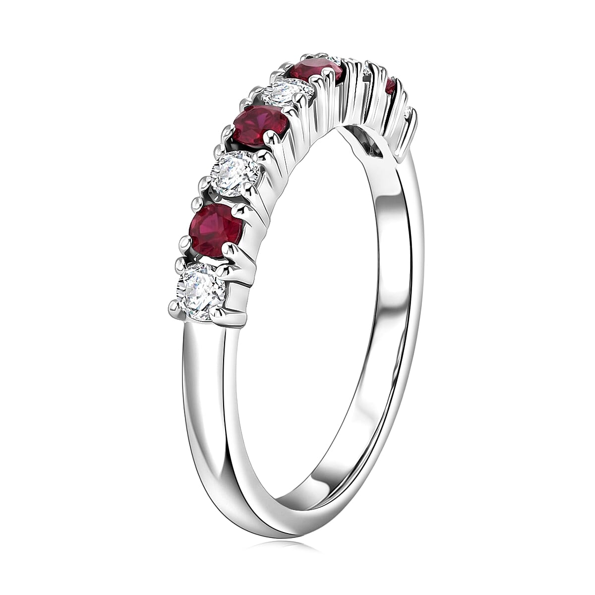 EverTrue Moissanite and Niassa Ruby (FF) 0.40 ctw Ring in Platinum Bond (Size 6.0)