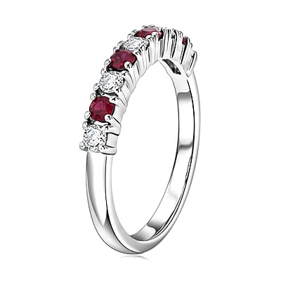 EverTrue Moissanite and Niassa Ruby (FF) 0.40 ctw Ring in Platinum Bond (Size 6.0)