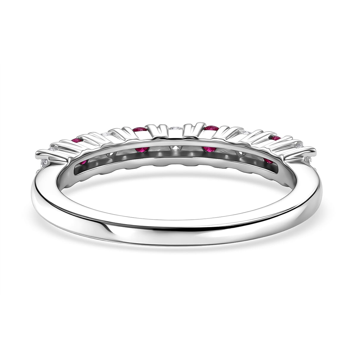 EverTrue Moissanite and Niassa Ruby (FF) 0.40 ctw Ring in Platinum Bond (Size 6.0)