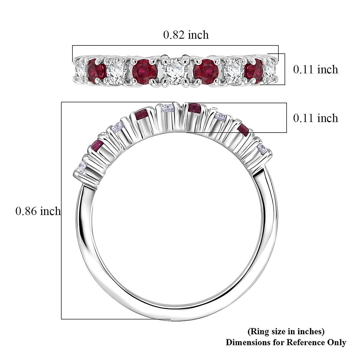 EverTrue Moissanite and Niassa Ruby (FF) 0.40 ctw Ring in Platinum Bond (Size 6.0)