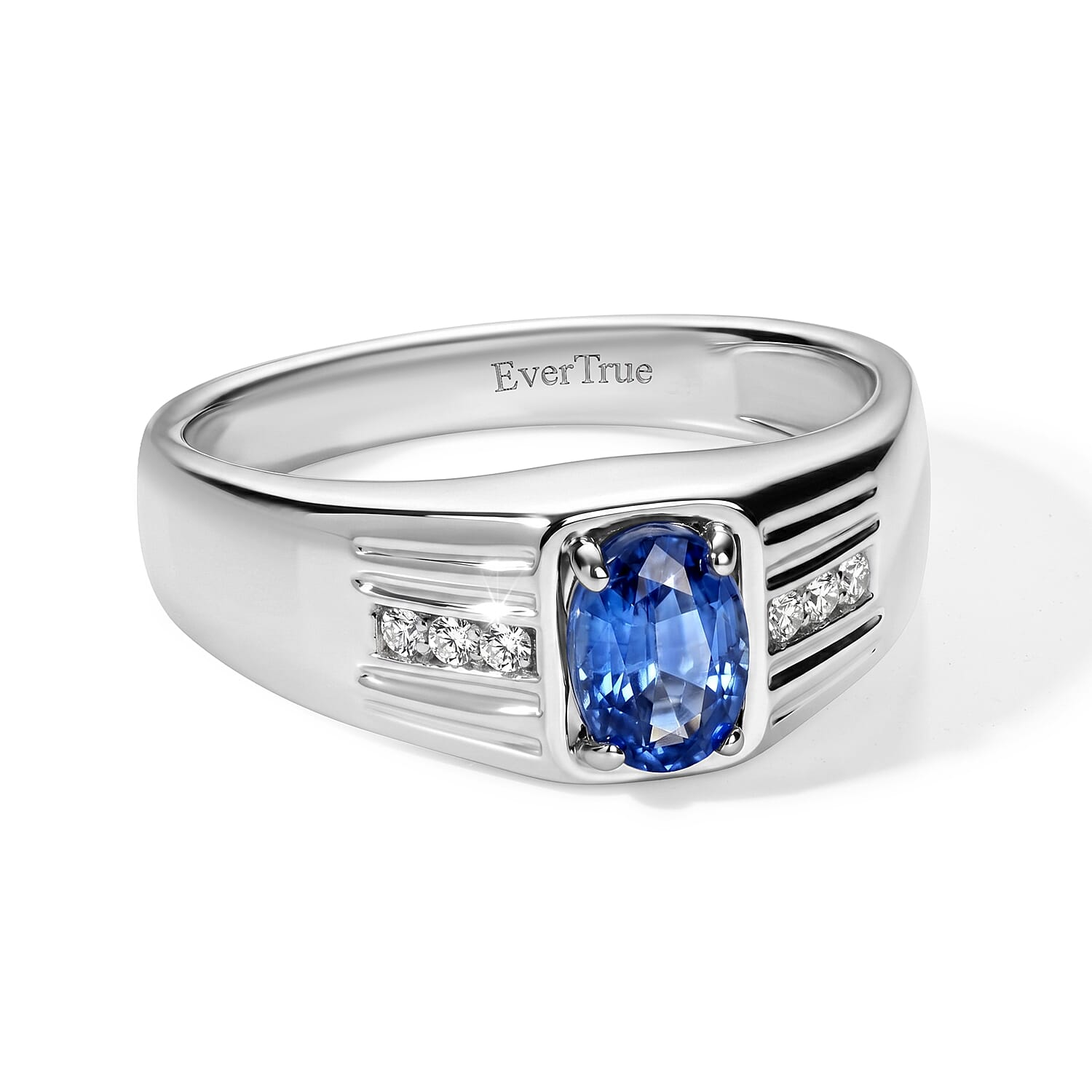EverTrue Kashmir Kyanite and White Zircon 1.15 ctw Ring in Platinum Bond (Size 10.0)