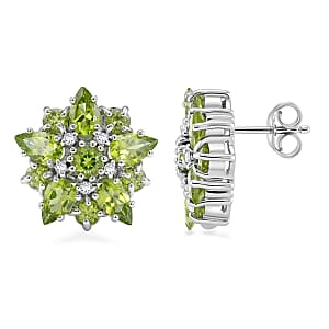Peridot and White Topaz 2.90 ctw Earrings in Sterling Silver