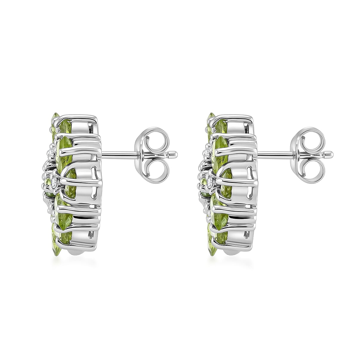 Peridot and White Topaz 2.90 ctw Earrings in Sterling Silver image number 3