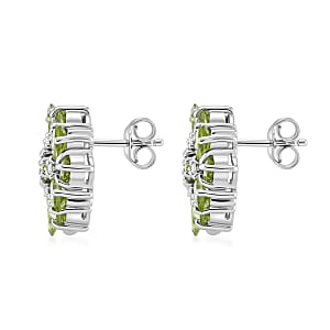Peridot and White Topaz 2.90 ctw Earrings in Sterling Silver