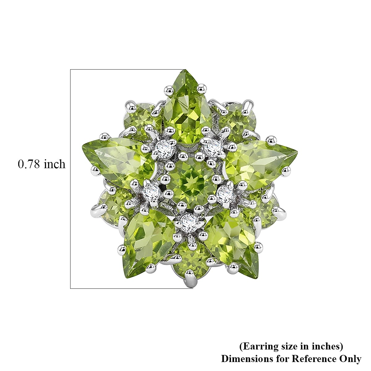 Peridot and White Topaz 2.90 ctw Earrings in Sterling Silver