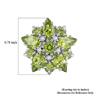 Peridot and White Topaz 2.90 ctw Earrings in Sterling Silver