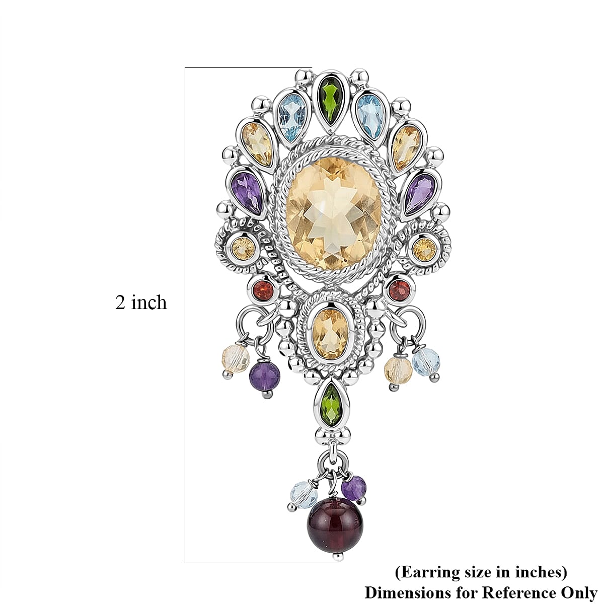 Brazilian Citrine and Multi Gemstone 11.00 ctw Dangling Earrings in Sterling Silver image number 4