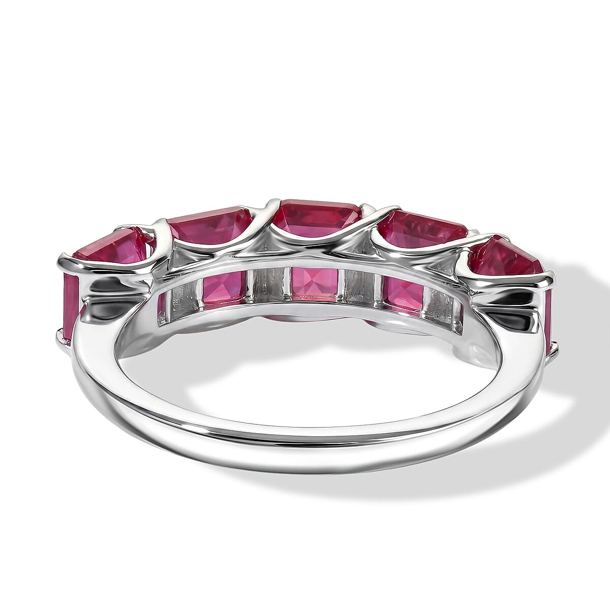 D'Joy Niassa Ruby (FF) 4.20 ctw Solitaire Ring in Rhodium Over Sterling Silver (Size 7.0)
