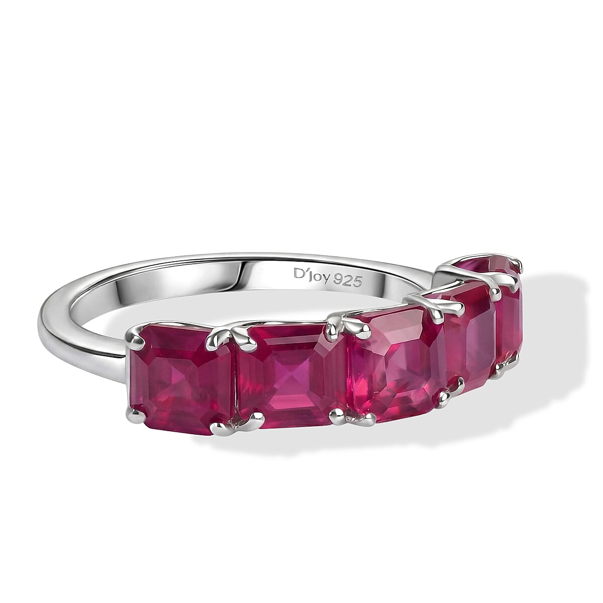D'Joy Niassa Ruby (FF) 4.20 ctw Solitaire Ring in Rhodium Over Sterling Silver (Size 8.0)