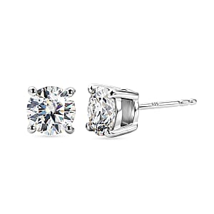 D'Joy Moissanite 2.00 ctw Stud Earrings in Rhodium Over Sterling Silver
