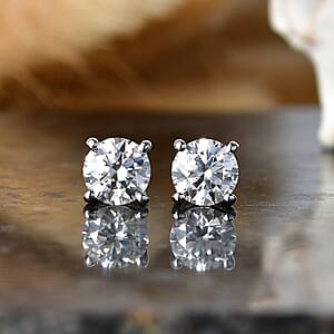 D'Joy Moissanite 2.00 ctw Stud Earrings in Rhodium Over Sterling Silver