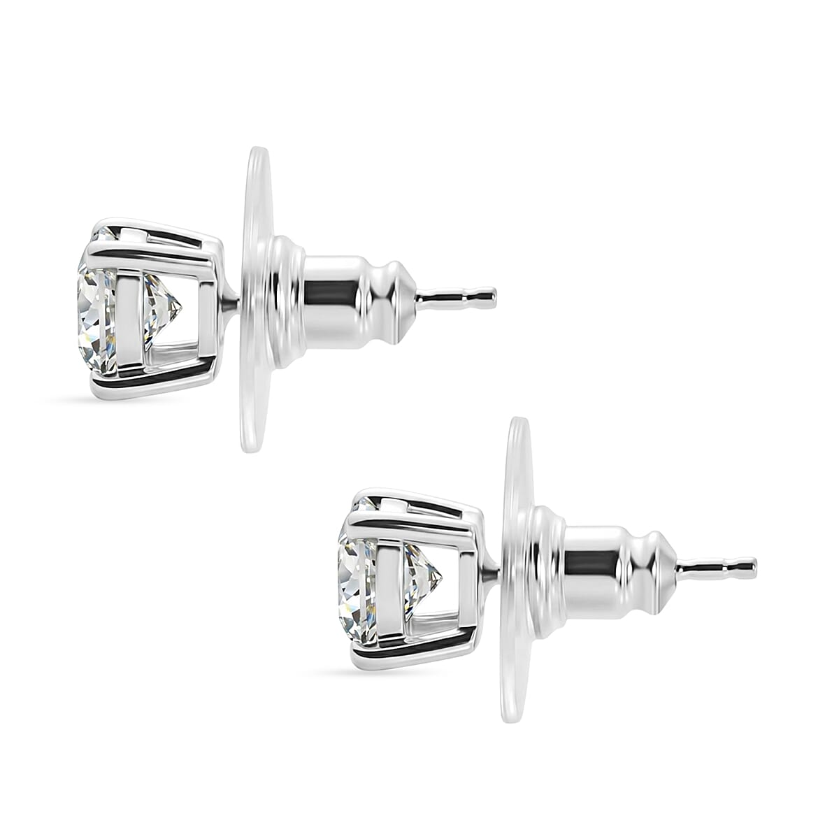 D'Joy Moissanite 2.00 ctw Stud Earrings in Rhodium Over Sterling Silver image number 3
