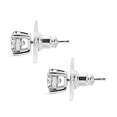 D'Joy Moissanite 2.00 ctw Stud Earrings in Rhodium Over Sterling Silver