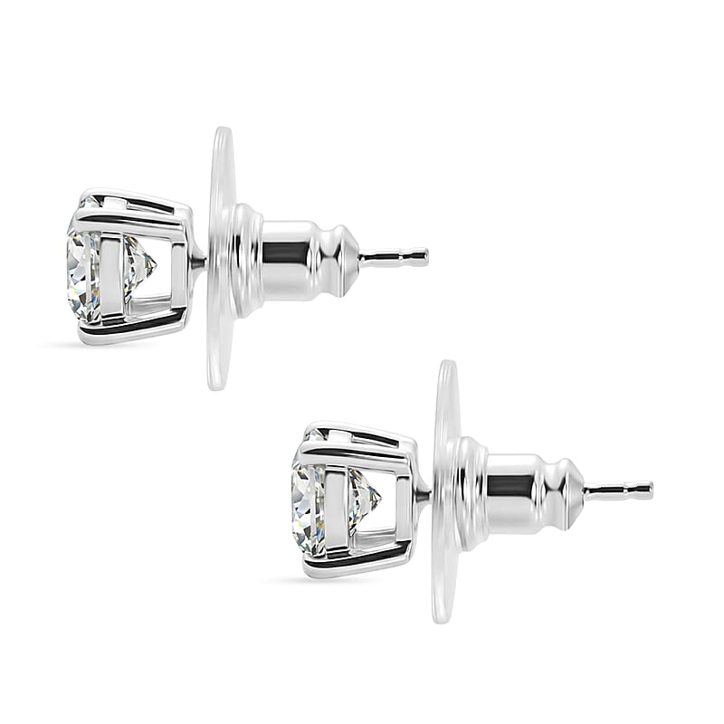 D'Joy Moissanite 2.00 ctw Stud Earrings in Rhodium Over Sterling Silver