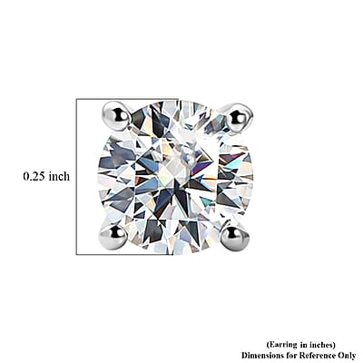 D'Joy Moissanite 2.00 ctw Stud Earrings in Rhodium Over Sterling Silver