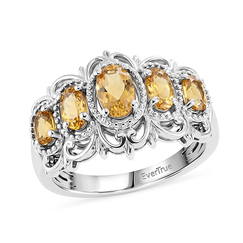 EverTrue Brazilian Citrine 1.50 ctw Ring in Platinum Bond (Size 6.0)