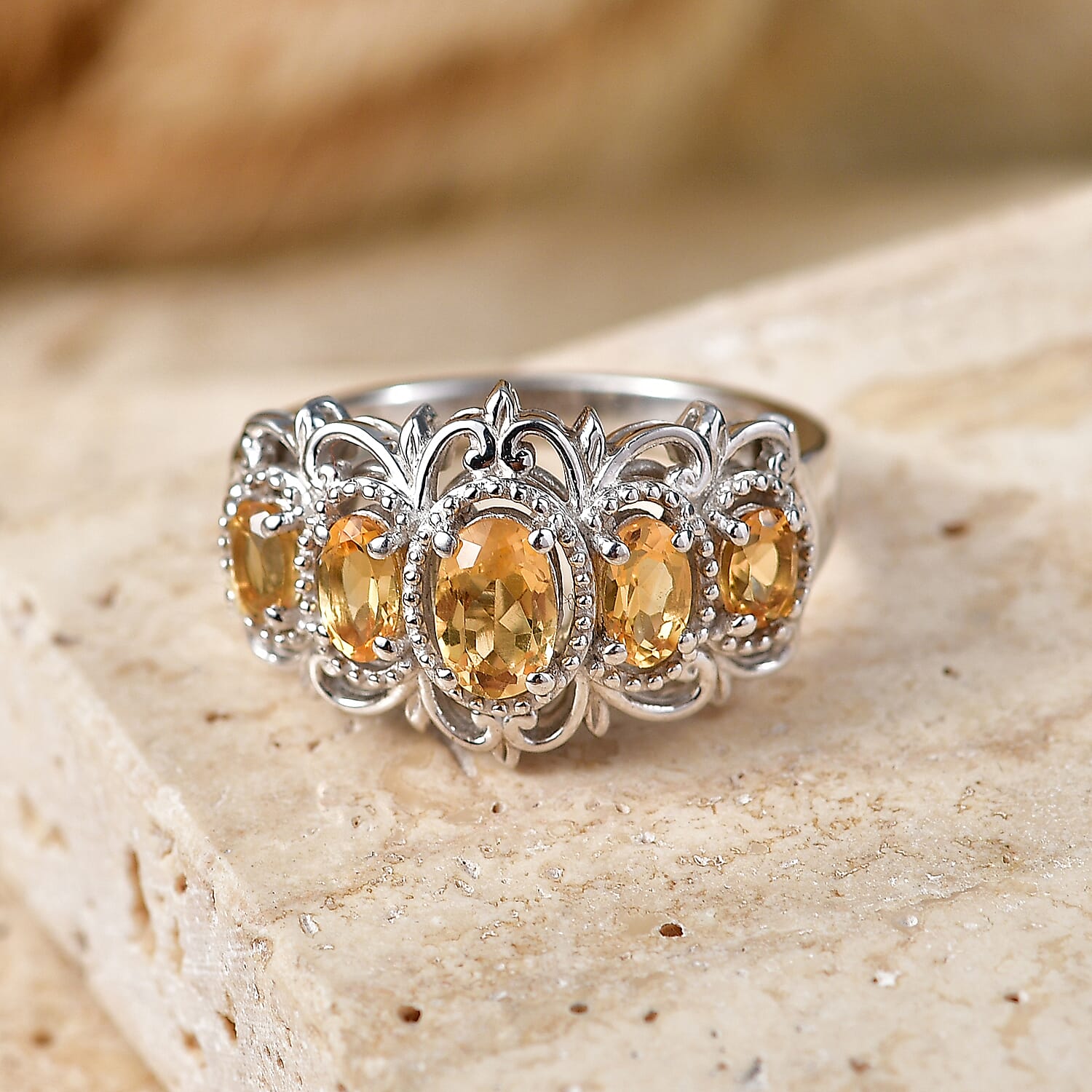 EverTrue Brazilian Citrine 1.50 ctw Ring in Platinum Bond (Size 6.0)