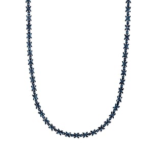 D'Joy Natural Blue Diamond 4.15 ctw Blooming Flower Necklace (20 Inches) in Rhodium Over Sterling Silver