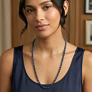 D'Joy Natural Blue Diamond 4.15 ctw Blooming Flower Necklace (20 Inches) in Rhodium Over Sterling Silver