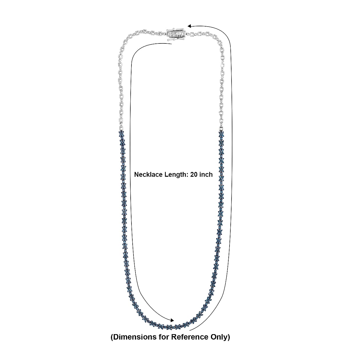 D'Joy Natural Blue Diamond 4.15 ctw Blooming Flower Necklace (20 Inches) in Rhodium Over Sterling Silver image number 2