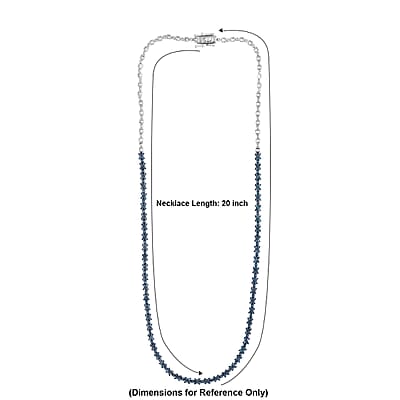 D'Joy Blue Diamond (IR) 4.15 ctw Blooming Flower Necklace (20 Inches) in Rhodium Over Sterling Silver