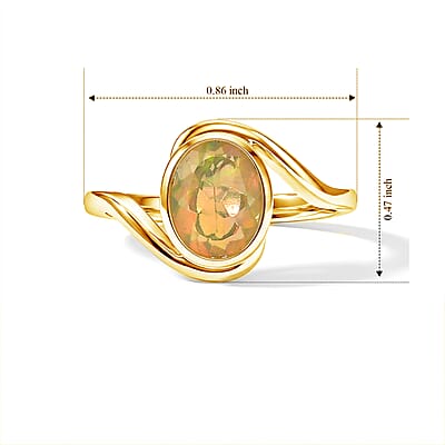 D'Joy Ethiopian Welo Opal 0.75 ctw Solitaire Ring in 18K Vermeil Yellow Gold Over Sterling Silver (Size 7.0)