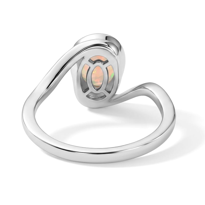 D'Joy Ethiopian Welo Opal 0.75 ctw Solitaire Ring in Rhodium Over Sterling Silver (Size 7.0)