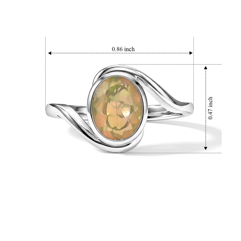 D'Joy Ethiopian Welo Opal 0.75 ctw Solitaire Ring in Rhodium Over Sterling Silver (Size 7.0)