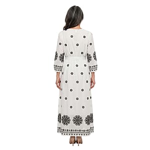 Nation America White and Black Embroiderred Maxi Dress -M