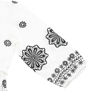 Nation America White and Black Embroiderred Maxi Dress -S
