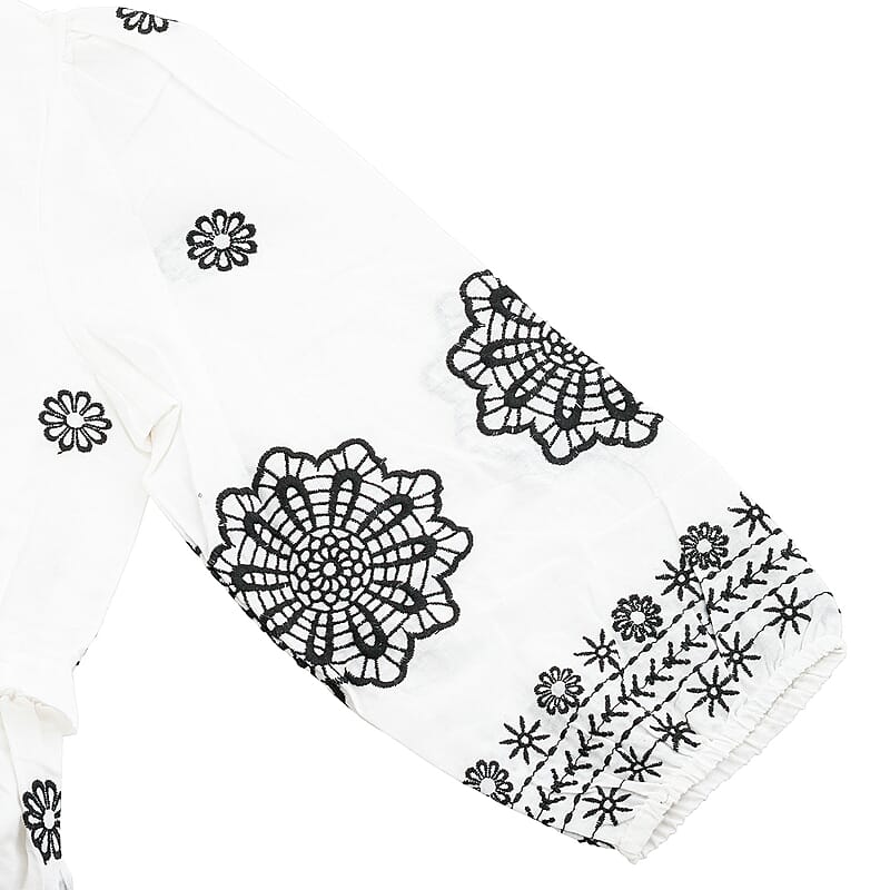 Nation America White and Black Embroidered Maxi Dress -2X