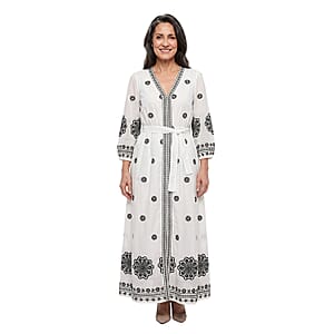 Nation America White and Black Embroiderred Maxi Dress -3X