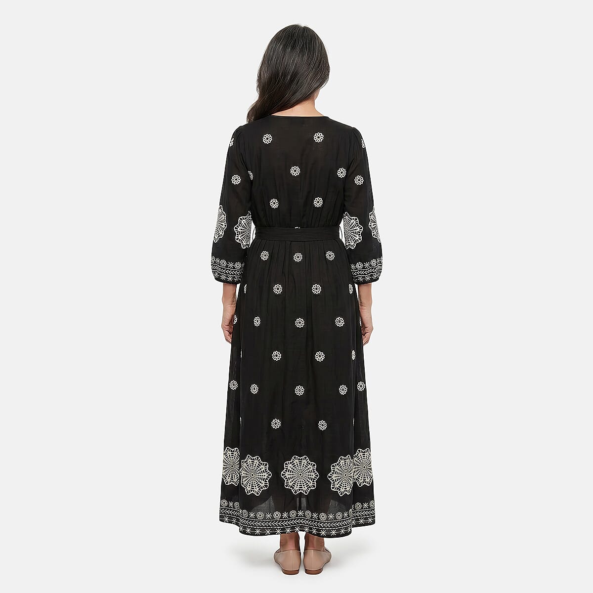 Nation America Black and Ivory Embroiderred Maxi Dress -2X image number 1