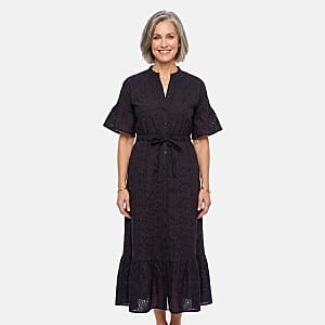 Nation America Navy Eyelet Button Front Maxi Dress -XL