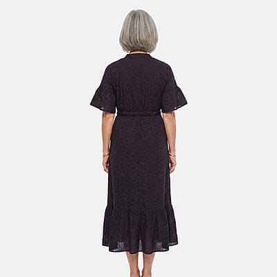 Nation America Midnight Purple Eyelet Button Front Maxi Dress -2X