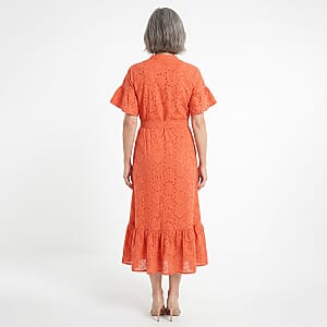 Nation America Coral Eyelet Button Front Maxi Dress -M