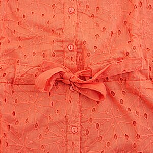 Nation America Coral Eyelet Button Front Maxi Dress -S