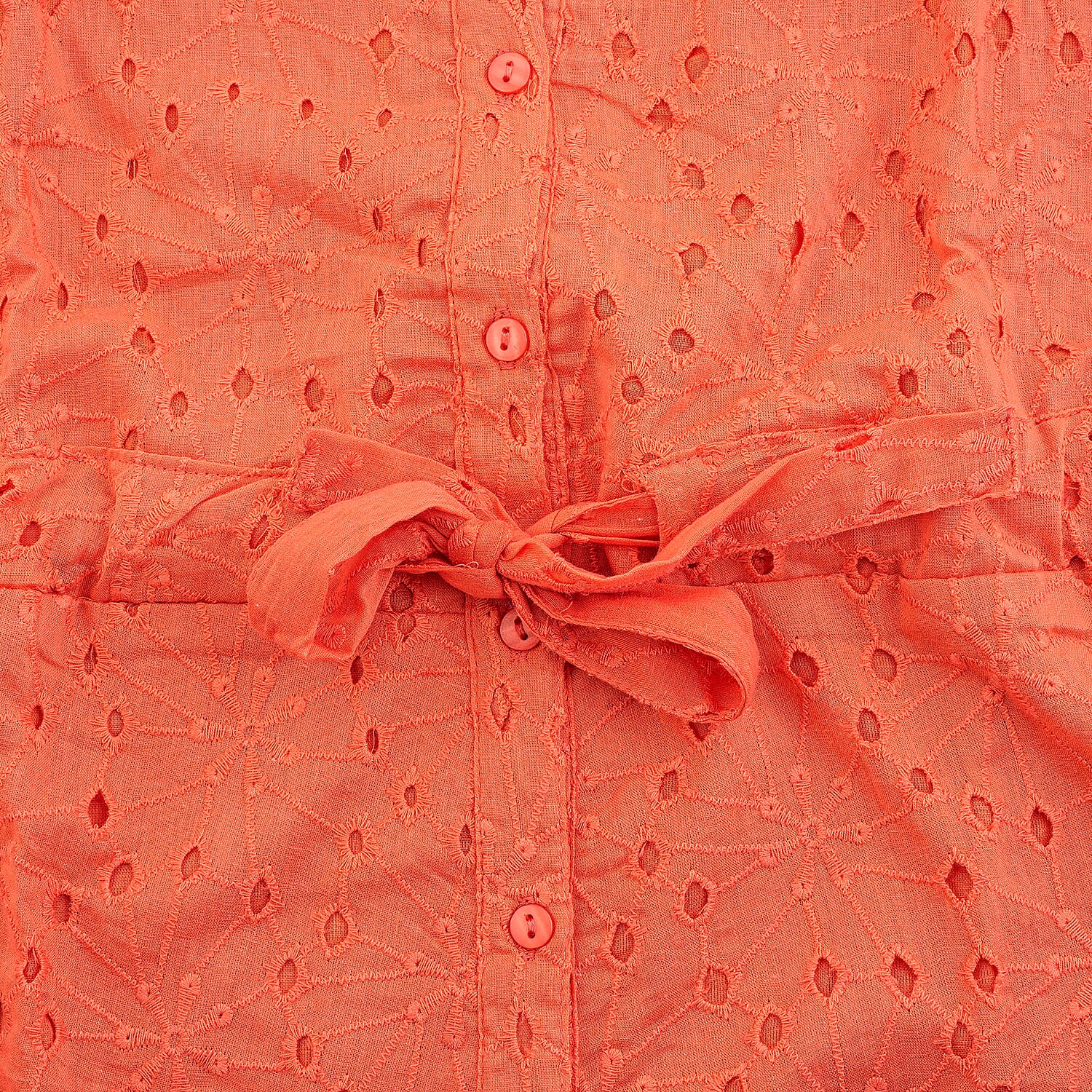Nation America Coral Eyelet Button Front Maxi Dress -1X