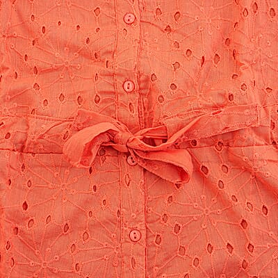 Nation America Coral Eyelet Button Front Maxi Dress -1X