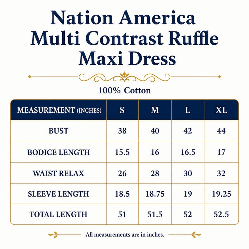 Nation America Multi Contrast Ruffle Maxi Dress -1X