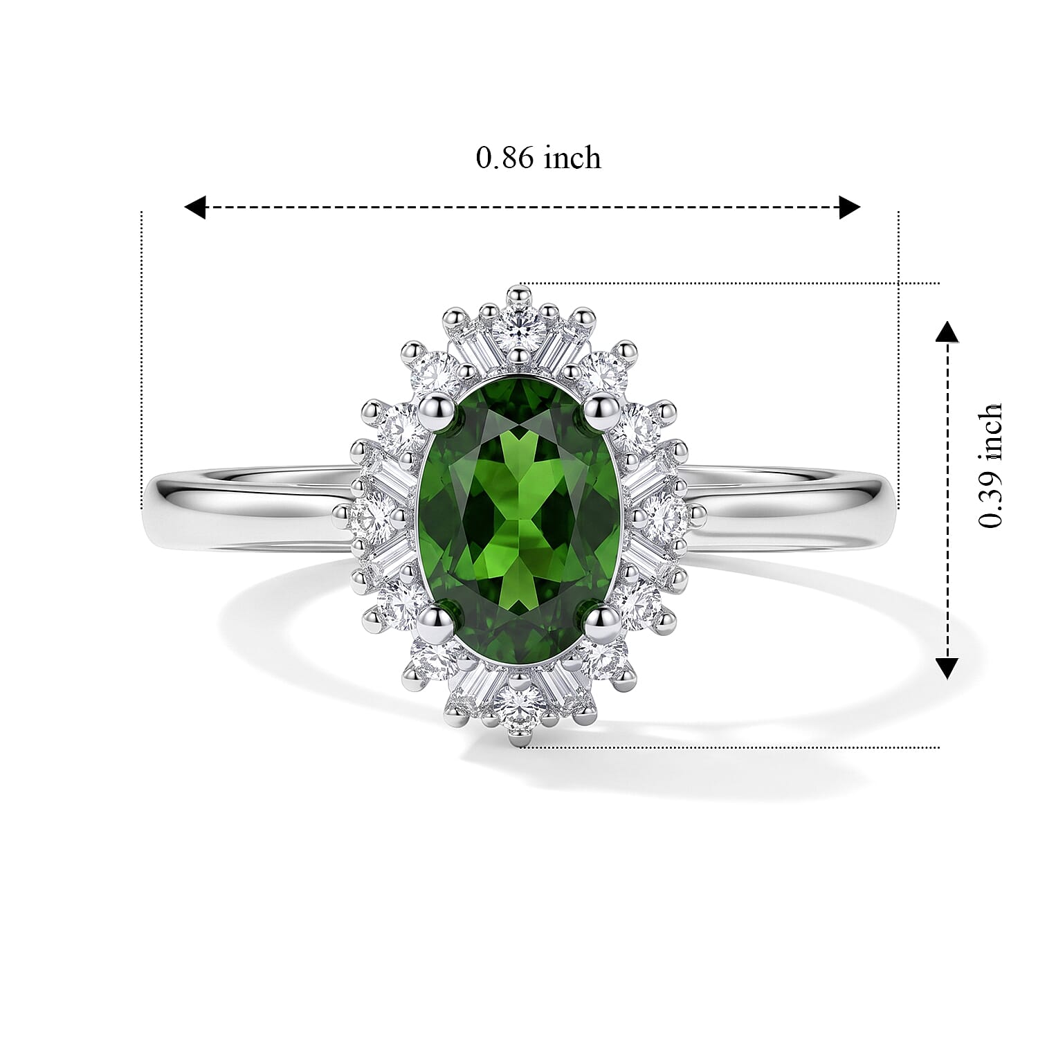 D'Joy Chrome Diopside and Diamond 0.50 ctw Ring in Rhodium Over Sterling Silver (Size 6.0)
