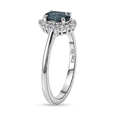 D'Joy Black Tourmaline and Diamond 0.60 ctw Ring in Rhodium Over Sterling Silver (Size 6.0)