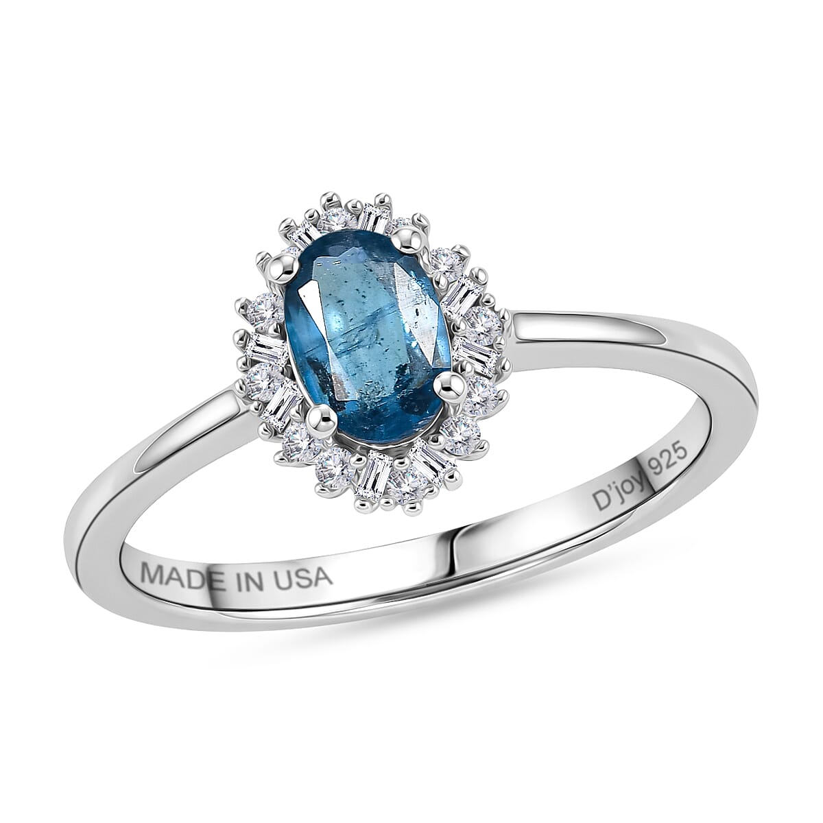 D'Joy Black Tourmaline and Diamond 0.60 ctw Ring in Rhodium Over Sterling Silver (Size 7.0)