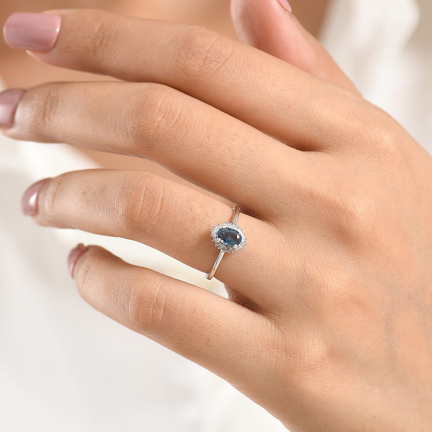 D'Joy Black Tourmaline and Diamond 0.60 ctw Ring in Rhodium Over Sterling Silver (Size 7.0)