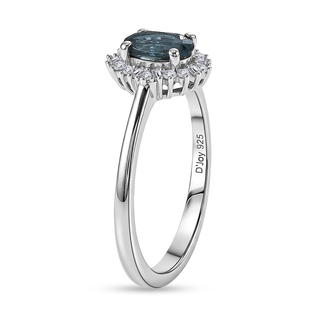 D'Joy Black Tourmaline and Diamond 0.60 ctw Ring in Rhodium Over Sterling Silver (Size 7.0)